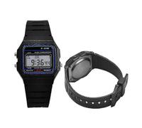 (Negro) Reloj digital clásico de lujo F-91W Unisex Retro Vintage Sport LED Impermeable