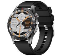 (Negro) Reloj inteligente H9 con correa de silicona de 1,43 pulgadas y ECG, compatible con llamadas