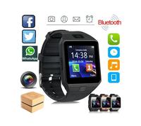 (Negro) Reloj inteligente Samsung HUAWEI para Android Bluetooth iPhone con cámara Teléfono resistente