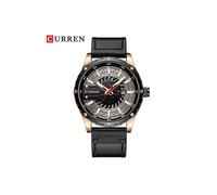 (Negro) Reloj para hombre Curren, relojes de pulsera casuales de cuero de primera marca para hombres,