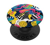 Negro Retro 80s 90s Bold Brush Graphic Pattern PopSockets PopGrip Adhesivo