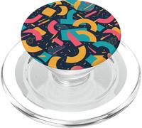 Negro Retro 80s 90s Bold Curve Form Pattern PopSockets PopGrip para MagSafe