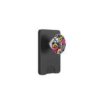 Negro Retro 80s 90s Bold Curve Form Pattern PopSockets PopWallet para MagSafe