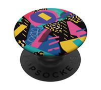 Negro Retro 80s 90s Bold Graphic Motion Pattern PopSockets PopGrip Adhesivo