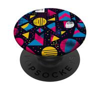 Negro Retro 80s 90s Bold Shape Grid Pattern PopSockets PopGrip Adhesivo