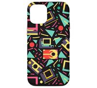 Negro Retro 80s 90s Computer Icon Pattern Carcasa para iPhone 12/12 Pro