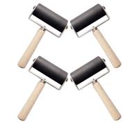 Negro Rodillo Brayer de Impresión 4 Piezas 6cm Mango de Madera | Ligero y Cómodo, Aplicación Uniforme de Tinta y Pintura, Fácil de Limpiar, para Estampación y Grabado