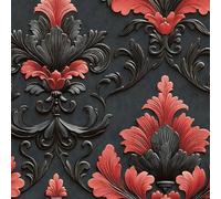 Negro Rojo Flores Papel Pintado Autoadhesivo 0.52x10 m Retro Planta Decorativo Muro Pegatina Impermeable Mate Papel Pared Grueso Fácil Limpiar Wallpaper para Dormitorio Salon Adhesivo Muebles