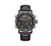 (Negro Rojo) Relojes de cuarzo estilo punk de lujo para hombres, de moda, deportivos, militares, impermeables,