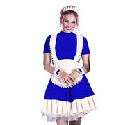 Negro Rosa Azul Vestido Mujer Uniforme Tallas grandes Sissy Dress,Azul,5XL