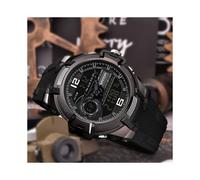 (Negro) SANDA Reloj de pulsera de doble pantalla de la mejor marca Relojes para hombres Reloj deportivo