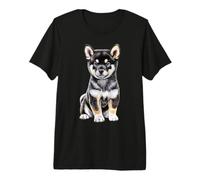 Negro Shiba Inu Puppy Sketch Dibujo Arte Perro Amante Camiseta Premium