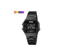 (Negro) SKMEI 1647 Relojes digitales retro para hombre, moda de negocios, correa de acero, reloj electrónico