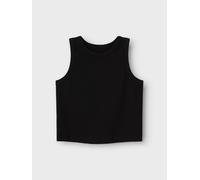 Negro Tejido De Punto Acanalado Top Cropped
