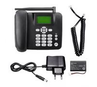 (Negro) Teléfono inalámbrico fijo 4G de escritorio compatible con GSM 850/900/1800/1900 MHz, admite tarjeta SIM, incluye radio y reloj.