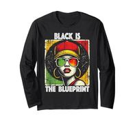 Negro The Blueprint African Queen Pride Afro Heritage Mujeres Manga Larga