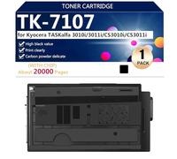 Negro TK-7107 Cartuchos de Tóner de Alta Capacidad de Repuesto para Kyocera TASKalfa 3010i 3011i CS3010i CS3011i Impresora, Impresión de Alta Definición, 20000 Páginas,Black-1 Pack