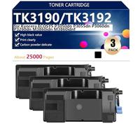 Negro TK3190 TK3192 Cartucho de Tóner de Alta Capacidad para Kyocera ECOSYS P3050dn P3055dn P3060dn P3260dn M3860idn M3860idnf Impresoras, Impresión de Alta Definición, 25000 Páginas,Black-3 Pack