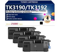 Negro TK3190 TK3192 Cartucho de Tóner de Alta Capacidad para Kyocera ECOSYS P3050dn P3055dn P3060dn P3260dn M3860idn M3860idnf Impresoras, Impresión de Alta Definición, 25000 Páginas,Black-4 Pack