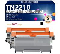Negro TN2210 Cartucho de Tóner de Alta Capacidad para Brother HL-2240 HL-2240D HL2270DW FAX-2940 FAX-2845 FAX-2840 DCP-7055 Impresor, Impresión de Alta Definición, 2600 Páginas,Black-2 Pack