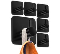 (Negro) Toallero 4smile sin taladrar, juego de 6, negro - Toallero de baño de acero inoxidable, ganchos adhesivos funcionales, alto