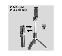(Negro) Trípode Selfie Stick Bluetooth Soporte para cámara de teléfono Soporte para transmisión en vivo Portátil