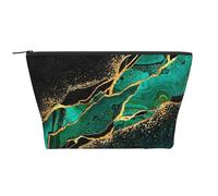 Negro Verde Azulado Mármol Verde Malaquita con Venas Doradas Manchas Doradas, Bolsa De Aseo Bolsa De Maquillaje Bolsa De Cosméticos Bolsa De Aseo De Viaje Portátil