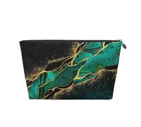 Negro Verde Azulado Mármol Verde Malaquita con Venas Doradas Manchas Doradas, Bolsa De Aseo Bolsa De Maquillaje Bolsa De Cosméticos Bolsa De Aseo De Viaje Portátil
