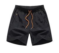 Negro,XL,Pantalones de Playa de Secado rápido para Hombre, bañadores de Doble Capa con Bolsillos con Cremallera, Pantalones Cortos hasta la Rodilla para Viajes