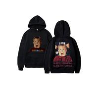 (Negro-XXXL) Sudadera con capucha con estampado de doble cara de la película Home Alone Christmas Ya