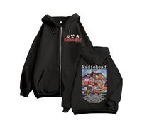 (Negro-XXXL) Sudadera con capucha y cremallera de Radiohead Hail To The Thief Merch Rock Hip Hop Vintage