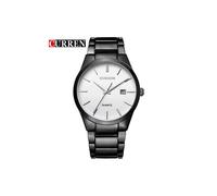 (Negro y blanco) Relojes de pulsera de cuarzo para hombre, de Curren, de lujo, clásicos, de moda, para
