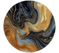 Negro Y Dorado Alfombra Salon Redonda 150 cm, Mármol Líquido patrón Alfombra Lavable Lavadora Alfombra Dormitorio, Abstracto Alfombras Comedor Antideslizante para Cocina Halls Balcón