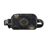 Negro y Oro Tarot Astrología Bandolera Moda Bandoleras para Mujeres Hombres Gran Capacidad con Cinturón Ajustable para Compras Deportes Trabajo Bolsa de Cintura Para, Negro y Oro, Astrología del Tarot