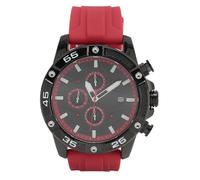 (negro y rojo) Reloj cronógrafo resistente al agua, moderno, informal, mecánico, de silicona, con calendario,