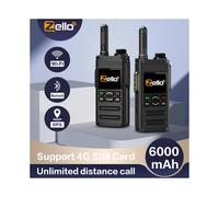 (Negro) Zello Walkie Talkie 4G Tarjeta SIM Red WiFi Teléfono Celular Radio Gran Alcance 100 Millas Profesional
