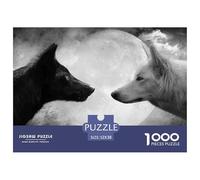 NegroBlancoLoboLuna Material De Papel Resistente Buen Rompecabezas, Apto para Relax En Casa Y Hobbies Personales 52x38cm/1000pcs