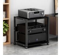 NEHCFO Mueble HiFi de 2 Niveles con Ruedas, Rack Audio Metálico Reforzado 25 kg, Soporte para Amplificador, Tocadiscos y Equipo de Sonido, Estantería Audio Profesional para Salón o Estudio