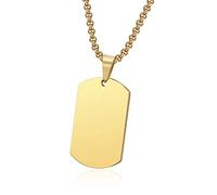 NEHZUS Collar de acero inoxidable para hombre con colgante de perro doble grabado personalizado de collares para hombres, Normal, Acero inoxidable, No es una piedra preciosa