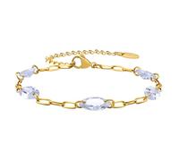 NEHZUS Elegante pulsera de perlas con corazón de circonita, pulsera de acero inoxidable para mujer, ajustable, 17,5 - 22,5 cm, oro brazalete de regalo, 20, Acero inoxidable, No es una piedra preciosa