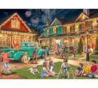 Neighborhood Fun - Rompecabezas de 1000 piezas - Rompecabezas de verano para adultos con piezas entrelazadas, formas aleatorias, 4 de julio, carril de memoria, tablero de calidad Vermont Christmas