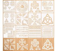 Neikafan 12 Piezas Plantillas Simbolos Celtas 20 por 20 para Pintar Sobre Madera, Suelo, Muebles, Plantillas Nudo Celta Stencil para Manualidades Grandes de Mandalas para Ropa Navidad