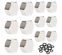 Neikafan 12 tapones ciegos de 1/2 3/4 pulgadas, rosca interior de acero inoxidable, tapa final de 1/2 pulgada con junta de acero inoxidable para tubería de agua Gardena, tapones ciegos para tubos