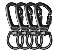 Neikafan 4 Piezas Mosqueton Giratorio Mosqueton para Perros Mosquetones Negro Mosquetón con Tijeras para Correa Mosquetones con Articulación Giratoria para Perros, Montañismo,Llaveros