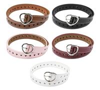 Neikafan 5 Piezas Cinturón Infantil Cinturones de Mujer Piel PU 100 cm Cinturones para Niña con Hebillas en Forma de Corazón Cinto Mujer para Jeans,Pantalones Largos,Vestidos(5 Colores)