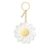 Neikafan Llavero Flor Margarita Tejido a Ganchillo con Flor Colgante Llavero Flor Crochet Decoración con Cuenta para Llaves y Bolso Accesorios Regalo para Mujeres,Niñas