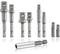 Neiko 00257 Socket Adapter Drill Extension Bit Set, 9 Piece Cr-V Hex Shank | 1/4. 3/8, 1/2 Inch Drive