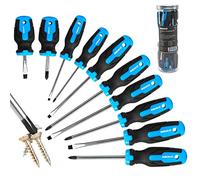 NEIKO 01378A Magnetic Screwdriver Set | 10 Piece | Phillips & Flathead | Heat Treated Chrome Vanadium Steel | Slotted Head Tip with Non-Slip Cushioned Handle Grips | Small Screw Driver Tool Kit
