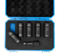 NEIKO 02340A - Juego de 6 extractores de tuercas de lengüeta, SAE y métrico, giro de impacto Dr. de 1/2 pulgada, 6 puntos, rueda de acero CR-Mo, barra de extensión de impacto de 3 pulgadas
