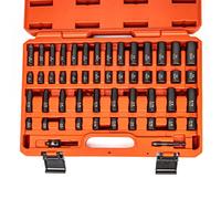 NEIKO 02436A 1/4" Drive Impact Socket Set | 50 Piece Metric & Standard | 3/16” - 9/16” SAE | 4 - 15 MM | Deep & Shallow | Chrome Vanadium Steel | 3/8” to 1/4” Reducer | Hex Shank Adapter